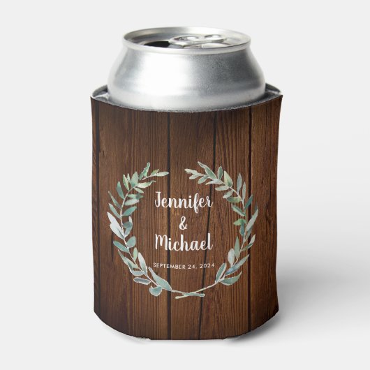 Botanische waterverf laat bruinbruidbruinbruiloft blikjeskoeler (Blikje Voorkant)