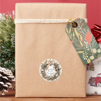 Botanische Waterverf met elegante kerst Ronde Sticker