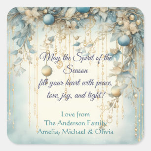Botanische Waterverf met elegante kerst Vierkante Sticker
