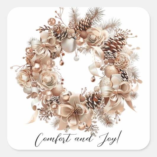 Botanische Waterverf met elegante kerst Vierkante Sticker (Voorkant)