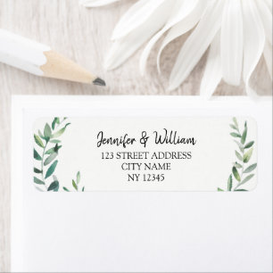 Botanische Waterverf olijfbladeren trouwe bruiloft Etiket