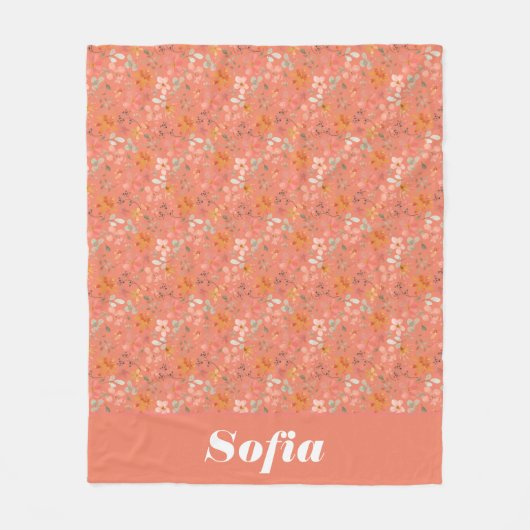 Botanische waterverf patroon custom roze sinaasapp fleece deken (Voorkant)