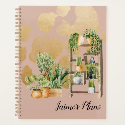 Botanische Waterverf Plant Script Name Blush Planner (Voorkant)