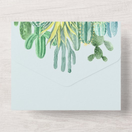 Botanische Waterverf Planten Moderne bruiloft All In One Uitnodiging (Achterkant)