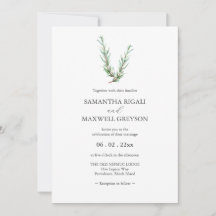 Botanische Waterverf Rosemary Branch Bruiloft