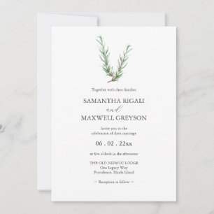 Botanische Waterverf Rosemary Branch Bruiloft Kaart