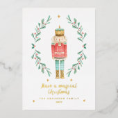 Botanische waterverf van de voedingskraker folie feestdagenkaart (Voorkant)