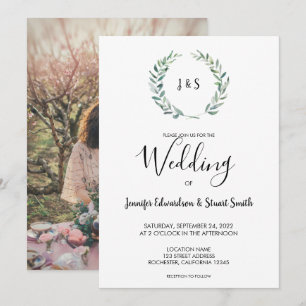 Botanische waterverf verlaat monogram foto Weddens Kaart