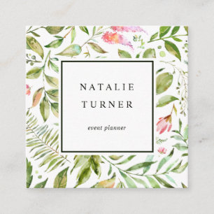 Botanische Waterverf Vierkante Visitekaartje