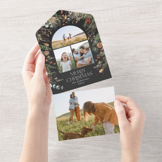 Botanische waterverf voor kerstboog all in one uitnodiging (Afscheurbaar)