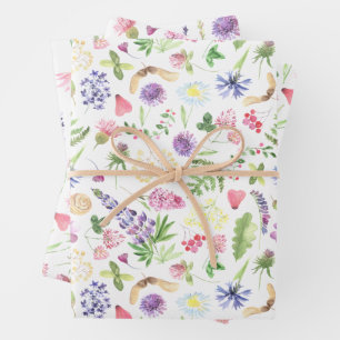Botanische Waterverf Wildbloem Gift Inpakpapier Vel