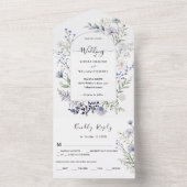 Botanische Waterverf Wildbloem Moderne bruiloft All In One Uitnodiging (Binnen)