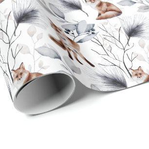 Botanische Waterverf winterfox Cadeaupapier