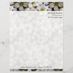 Botanische White Flowers Aangepast adres Briefhoofd Ontwerp