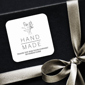 Botanische White Minimalist Handmade Business Vierkante Sticker