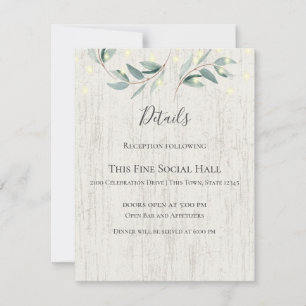 Botanische wijnstokken en lights Rustic Wedding Kaart