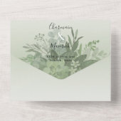 Botanische Wijze Groene QR Code Bruiloft All In One Uitnodiging (Achterkant)