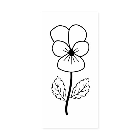 Botanische Wild Pansy Line Art Bloem Rubberstempel (Afrduk)