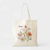 Botanische Wilde Bloembloem Boho, gepersonaliseerd Tote Bag (Voorkant)