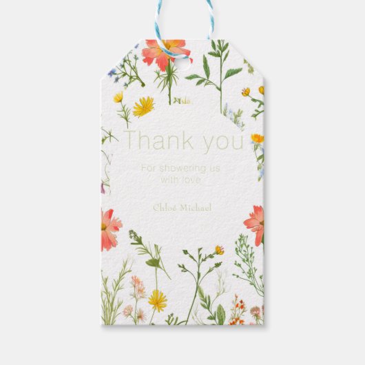 Botanische wilde bloemen Baby shower Cadeaulabel (Voorkant)