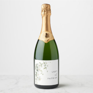 Botanische Wilde Bloemen Bruiloft Sparkling Wijnetiket