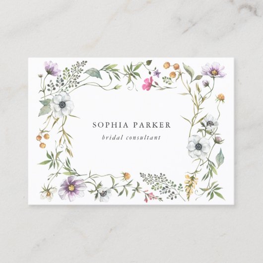 Botanische wilde bloemen | Girly en Elegant Visitekaartje (Voorkant)