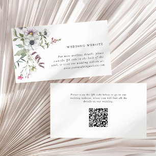 Botanische wilde bloemen   Huwelijkswebsite QR Cod Informatiekaartje