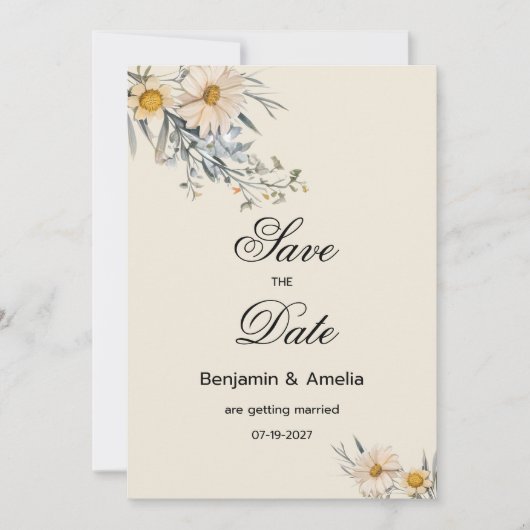 Botanische wilde bloemen tuin bloemen Save the Dat Kaart (Voorkant)