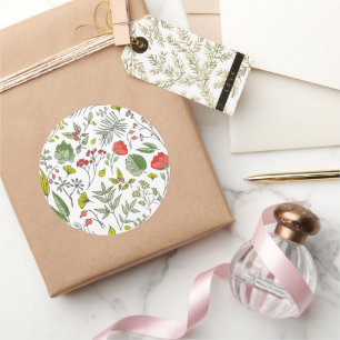 Botanische wilde bloementtuin ronde sticker