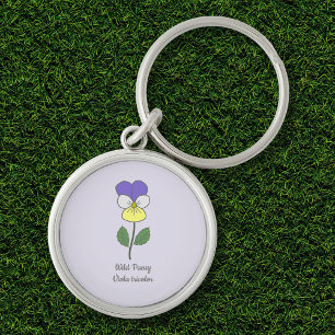 Botanische Wilde Pansy pastelbloem Sleutelhanger
