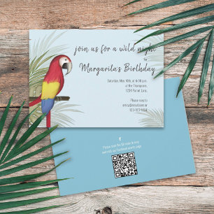 Botanische Wilde Verjaardag Vogel QR Code Sociale Kaart