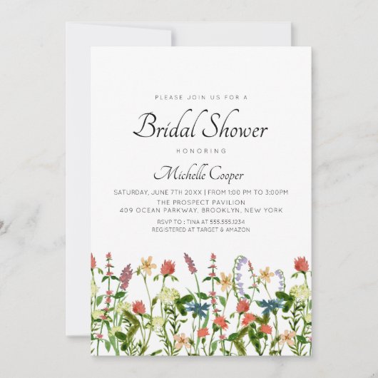 Botanische Wildflower Bruidsdouche Uitnodiging (Voorkant)