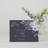 Botanische Winter Bloemen Elegante Zilveren RSVP-K Folie Uitnodiging Briefkaart (Staand Voorkant)