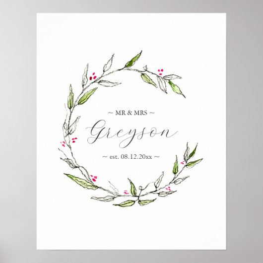 Botanische Winter Trouwteken en Keepsake Poster (Voorkant)