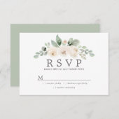 Botanische Witte Bloemen Huwelijk RSVP (Voorkant / Achterkant)