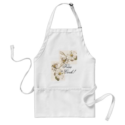  botanische witte bloemen Kiss/Cook Apron Standaard Schort (Voorkant)