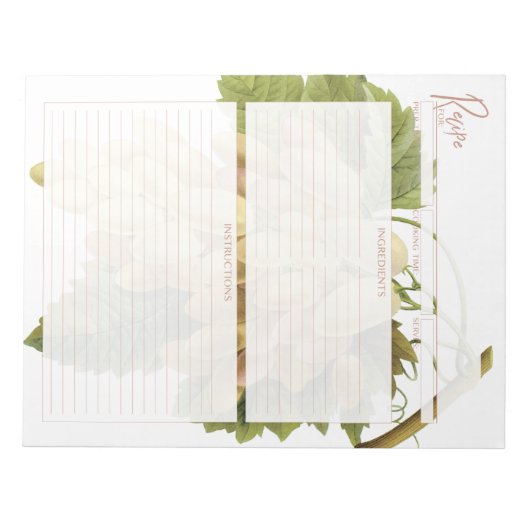 Botanische witte druiven Recept Pagina's Notitieblok (Voorkant)