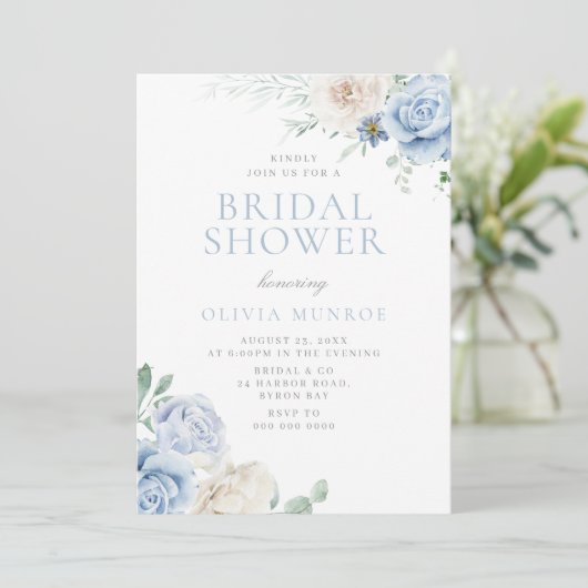 Botanische witte en blauwe bloemen Vrijgezellenfee Kaart (Staand voorkant)