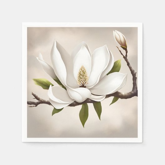 Botanische witte Magnolia Servet (Voorkant)