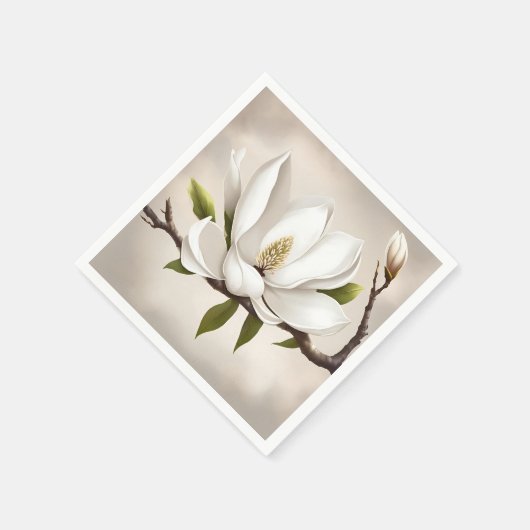 Botanische witte Magnolia Servet (Hoek)