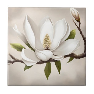 Botanische witte Magnolia Tegeltje