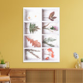 Botanische witte schaduw doos, bloemen bladeren ve canvas afdruk (Insitu (Woonkamer))