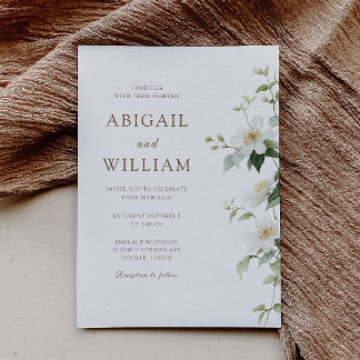 Botanische Witte Wilde Bloemen Bruiloft Kaart