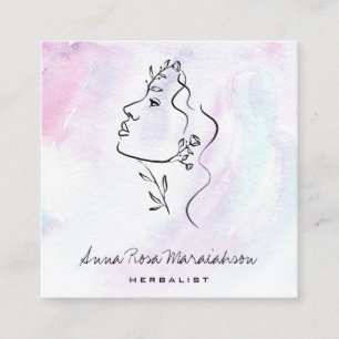 *~* Botanische Woman Line Art Goddess Greenery QR Vierkante Visitekaartje