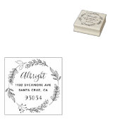 Botanische Wreate Family Rustic Script Address Rubberstempel (Gestempeld)
