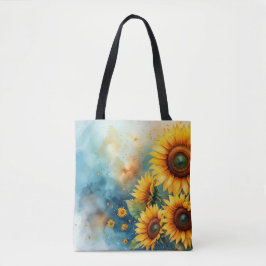 Botanische zonnebloem Canvas tas