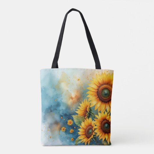 Botanische zonnebloem Canvas tas (Achterkant)