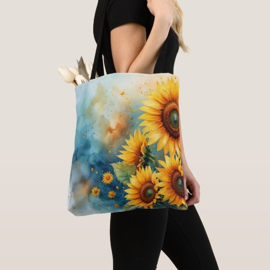 Botanische zonnebloem Canvas tas (Dichtbij)