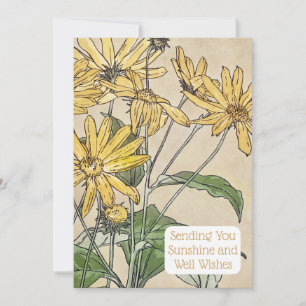 Botanische Zonnebloem Illustratie Kaart