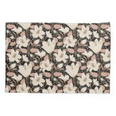 Botanische Zwarte Beige Lelie Bloemenpatroon Kussensloop (Achterkant-Links)